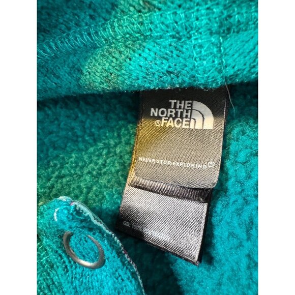 The North Face Crescent Fleece Hoodie Size Medium Pockets Snap High Neck EUC - Picture 3 of 11